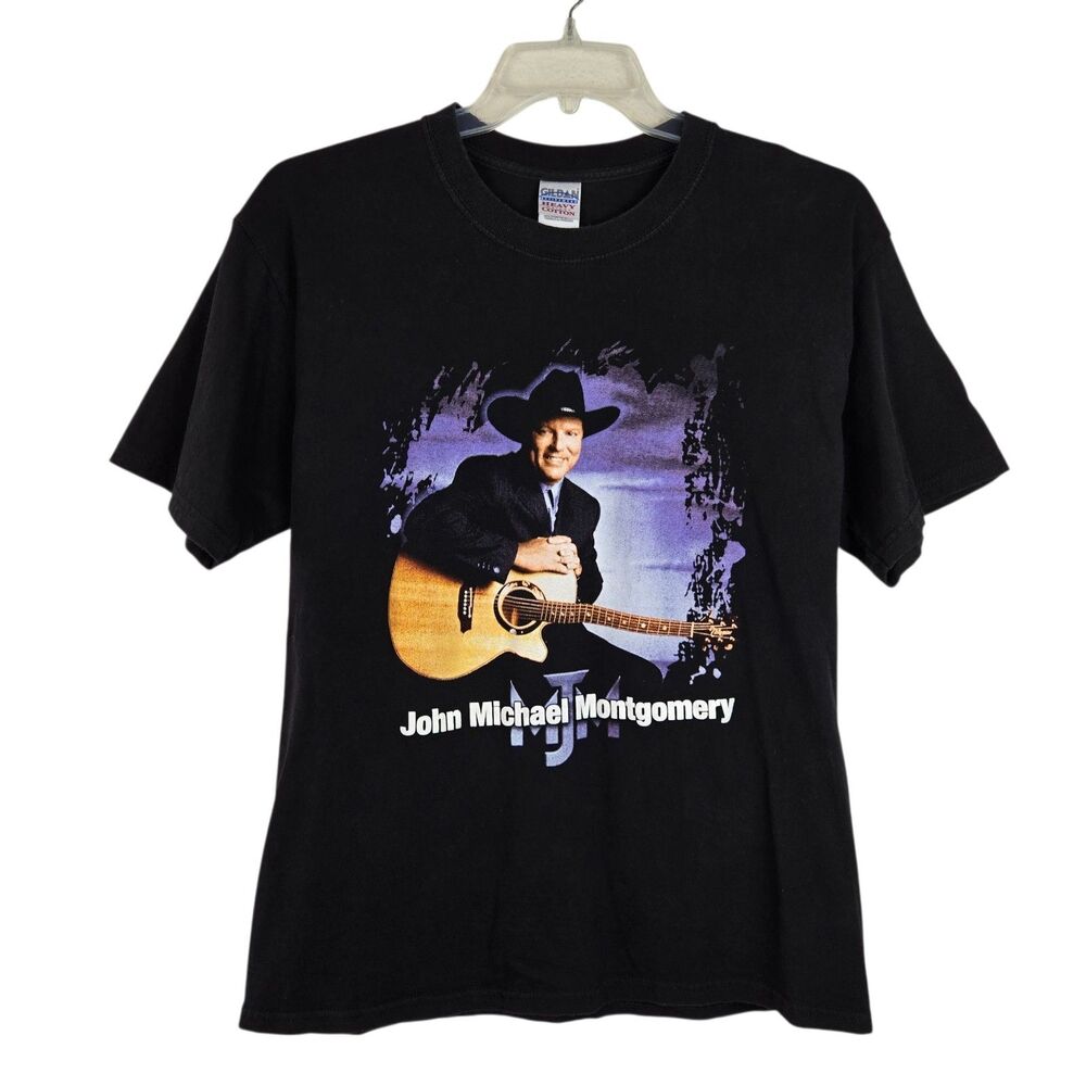 John Michael Montgomery Tour T-Shirt Sz L Black Short Sleeve Country Music
